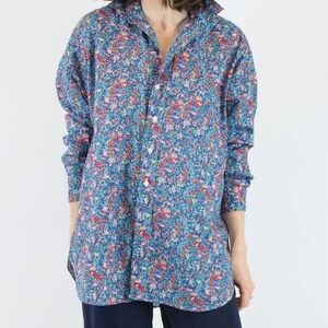 Frank & Eileen Silvio Floral Button-Up Shirt Sz XS Vibrant Colors